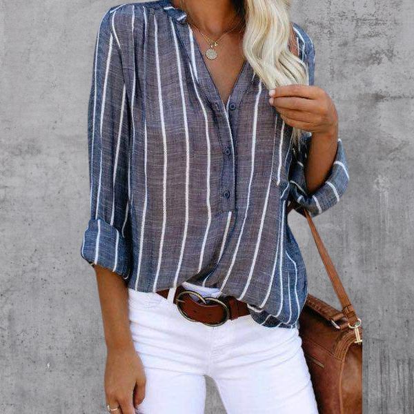 SIERRA™  | CHIC STRIPED V-NECK TOP