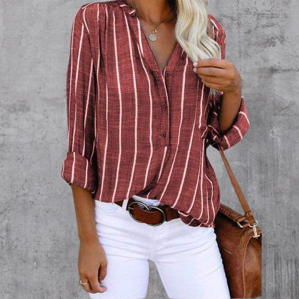 SIERRA™  | CHIC STRIPED V-NECK TOP