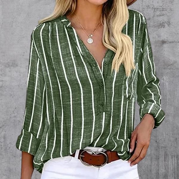 SIERRA™  | CHIC STRIPED V-NECK TOP